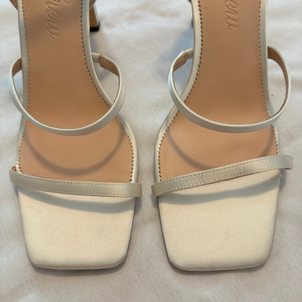 J Crew 10 Ava Strappy Glitter Heels in Satin ~ White Wedding Formal Prom - Picture 3 of 8